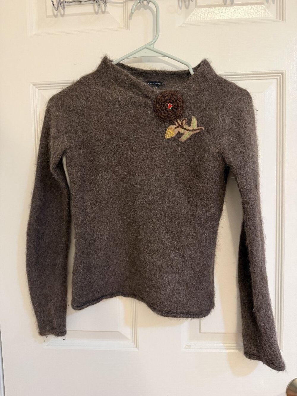 Anthropologie rabbit hair brown sweater